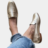 Séverine | Mocassin doré brillant