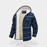 Veste à capuche homme en mélange de coton – Doublure polaire à carreaux