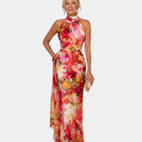Cyanelle | Robe maxi fleurie à col halter