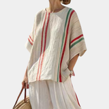 Noemi | Blouse boho imprimée et pantalons larges confortables
