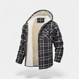 Veste à capuche homme en mélange de coton – Doublure polaire à carreaux