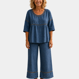 Bonne | Ensemble frais avec blouse et pantalon assortis
