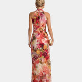 Cyanelle | Robe maxi fleurie à col halter