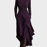 Teresa - Robe maxi asymétrique en maille à col roulé