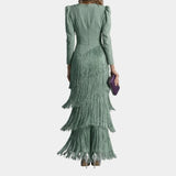 Eulalie | Robe midi élégante avec des manches à franges