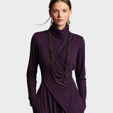 Teresa - Robe maxi asymétrique en maille à col roulé