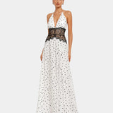 Pomeline | Robe maxi à pois avec dentelle élégante