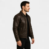 Veste homme cuir de vachette mate vintage – raffinée, affirmée, silhouette quotidienne