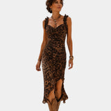 Charlise | Robe midi léopard