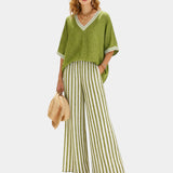 Tristane | Ensemble pantalon et blouse à rayures