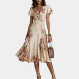 Bibiane | Robe midi à fleurs