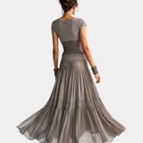 Emeline | Ensemble top en dentelle et jupe maxi plissée