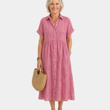 Odelette | Robe chemise midi rayée à boutons