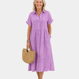 Odelette | Robe chemise midi rayée à boutons
