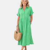Odelette | Robe chemise midi rayée à boutons