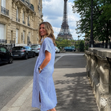 Odelette | Robe chemise midi rayée à boutons