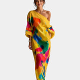 Paquerette | Robe maxi artistique à une épaule
