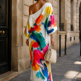 Paquerette | Robe maxi artistique à une épaule