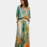 Célidora | Ensemble élégant à imprimé floral et pantalon large