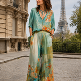 Célidora | Ensemble élégant à imprimé floral et pantalon large