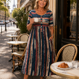 Wendoline | Robe midi élégante à rayures