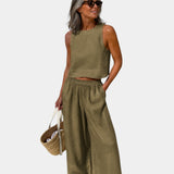Shéhérazade | Ensemble blouse et pantalon en coton et lin
