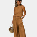 Shéhérazade | Ensemble blouse et pantalon en coton et lin