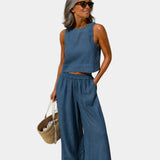 Shéhérazade | Ensemble blouse et pantalon en coton et lin