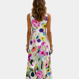 Vanina | Robe midi sans manches à imprimé floral