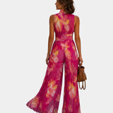 Shana | Combinaison plissée en chiffon floral fuchsia