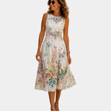 Octavie | Robe midi fleurie sans manches