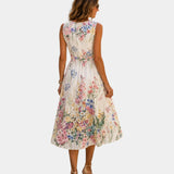 Octavie | Robe midi fleurie sans manches