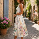 Octavie | Robe midi fleurie sans manches
