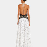 Pomeline | Robe maxi à pois avec dentelle élégante
