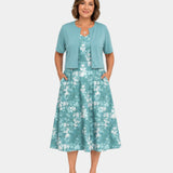 Guilaine | Ensemble robe fleurie et cardigan léger