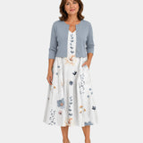 Guilaine | Ensemble robe fleurie et cardigan léger