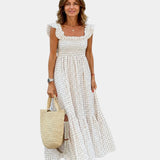Inaëlle | Robe maxi à carreaux vintage