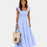 Inaëlle | Robe maxi à carreaux vintage