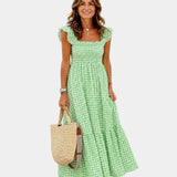 Inaëlle | Robe maxi à carreaux vintage