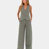 Assia | Ensemble gilet sans manches et pantalon