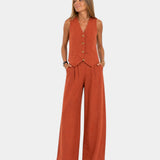 Assia | Ensemble gilet sans manches et pantalon