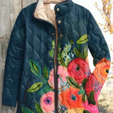Frauke – Doudoune matelassée à imprimé floral et col en peluche