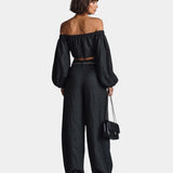 Cíntia | Ensemble à épaules dénudées avec pantalon large