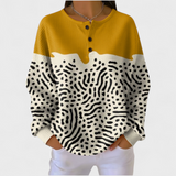 Liv - Pull jaune et blanc à imprimé animalier