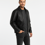 Veste Homme Cuir Noir – Fermeture Zippée Coupe Ample