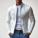 Veste Homme Col Montant Effet Cuir – Fermeture Zippée Coupe Ajustée