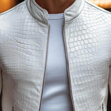 Veste Homme Col Montant Effet Cuir – Fermeture Zippée Coupe Ajustée