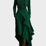 Teresa - Robe maxi asymétrique en maille à col roulé
