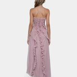 Féodora I Robe Maxi Asymétrique Lavande à Volants