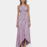 Féodora I Robe Maxi Asymétrique Lavande à Volants